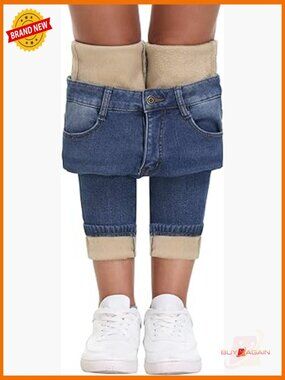 Fleece Lined Jeans Winter Thermal Skinny Pants Stretch Warm